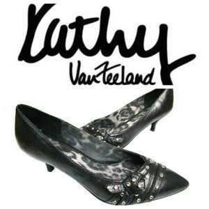 Kathy Van Zeeland Pumps Heels Black Satin Sz 8M